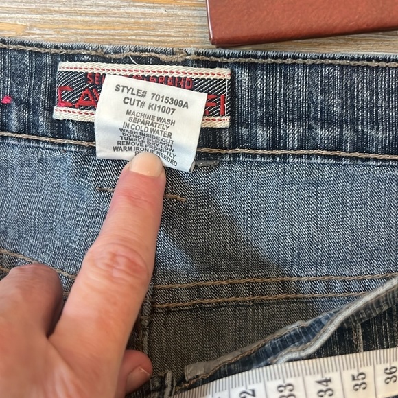 Vintage Z. Cavaricci Y2K Denim  Skirt Ribbed High Power Sportswear Size 5 EUC - Picture 4 of 10